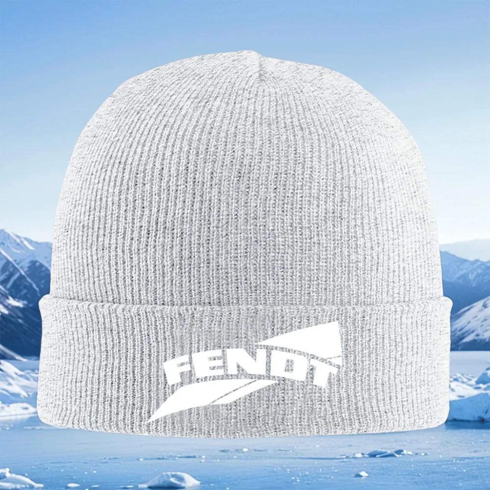 Weißes Logo mit geschwungenem Wort und Formen Unisex Damen Unisex Strickmütze Beanie Pullovermütze Winter Thermisch Warm Weihnachten Outd