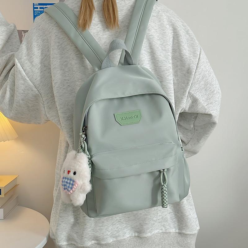 Color Solid Student Schoolbag Large Capacity Backpack Outdoor Leisure Bag Travel