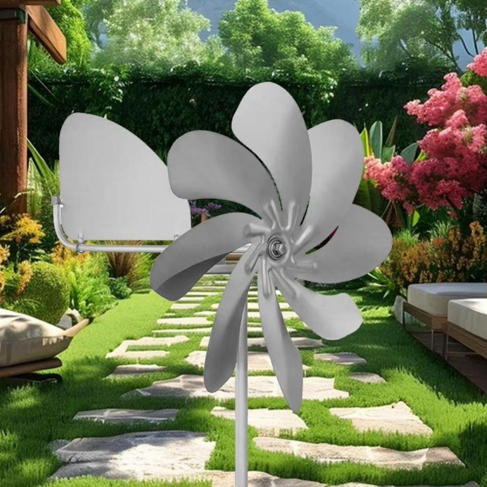 Removable Stainless Steel Windmill Waterproof Wind Sculptures Rotating Garden Pinwheels  Lawn