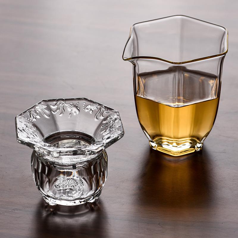 Thickened Glass Tea Cup Tea Set Accessories Tea Filter Creative Water Separation Transparent and Heat-resistant Filter 2025 New