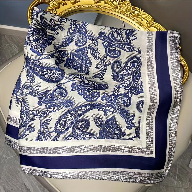 Luxury  Vintage Paisley Square Scarf Stylish Thin Breathable Satin Small Neck Scarf Casual Daily Versatile Headband
