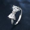 Luxury Female Charm Cute Bowknot Silver Color Wedding Jewelry For Women White Crystal Stone Engagement Ring