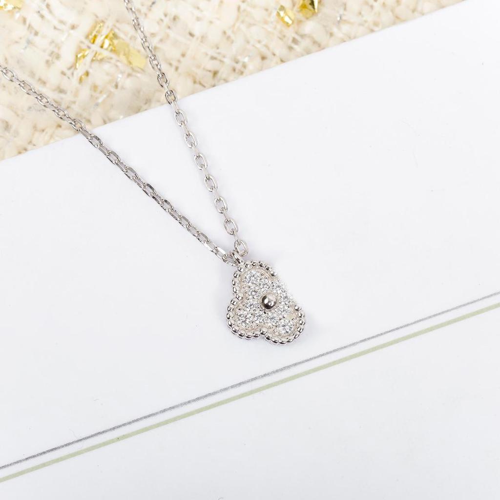 Exquisites Mini-Kleeblatt-Diamant-Halskette - Einfache, vielseitige Schlüsselbein-Kette für Damen