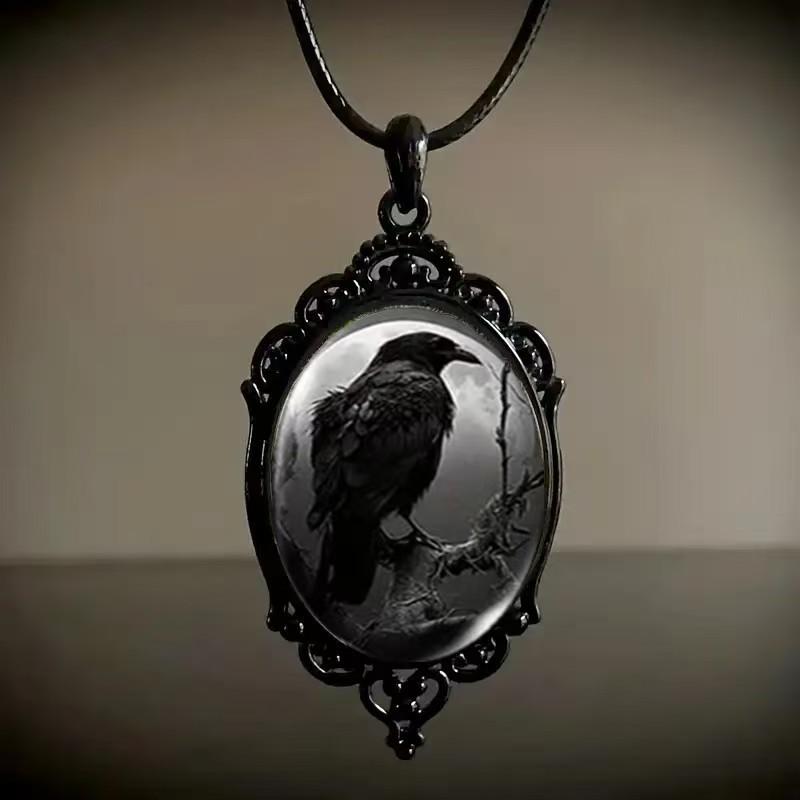 Collier Pendentif Gemme du Temps Motif Chauve-Souris Sombre Bijoux