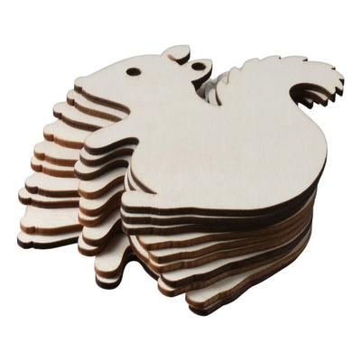 20 pièces Forme d'écureuil Découpes en bois en forme d'écureuil Couleur bois 7,5*7,5*0,3 cm Étiquettes cadeaux en bois Bois de buis avec cordes en chanvre