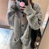 Korean wear lazy stand-up neck sweater jacket women's autumn and winter new high-end loose soft waxy knitted open top