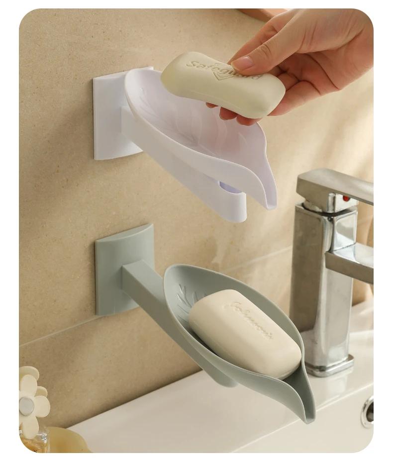 New Leaf Shape Soap Box Drain Soap Holder Box Bathroom Toilet Laundry Soap Box Bathroom Supplies Tray Gadgets