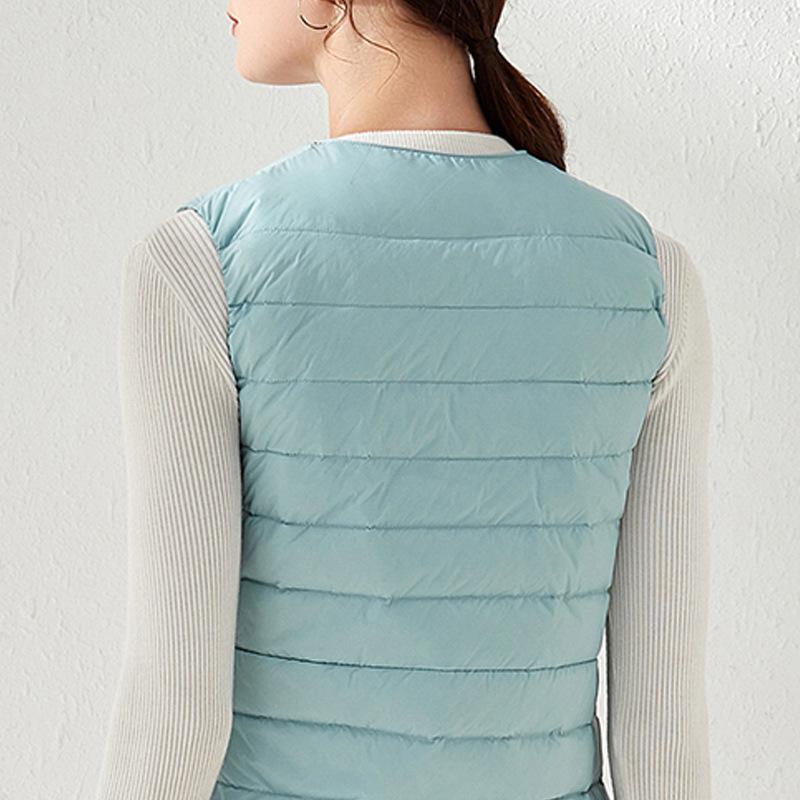 Women's 2025 Lightweight Collarless Down Vest - Short, Versatile, Fashionable Korean Style.