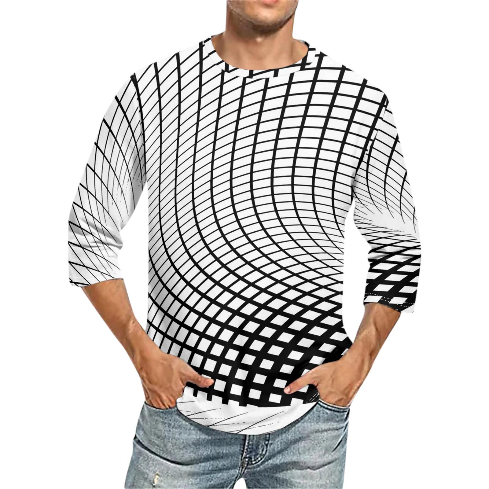 

Мужская повседневная модная футболка с круглым вырезом и рукавом три четверти XL белый