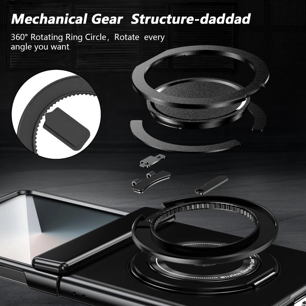 360° Rotating Ring Stand Magnetic Hinge Protective Case For Samsung Galaxy Z Flip 7 FE 6 5 4 3 With Screen Film Shockproof Cover
