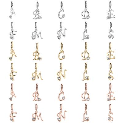 Kupfer A-Z Alphabet Anhänger Charm Perlen Do-It-Yourself Liebesbrief Mit Herz Hänger Passt auf Europäische Armbänder Schmuck Geschenke