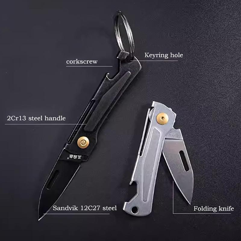 431S Fruit Knife 2Cr13 Steel Handle Folding Knife Sandvik 12C27 Steel Blade EDC Portable Pocket Knife Keychain Corkscrew Tool