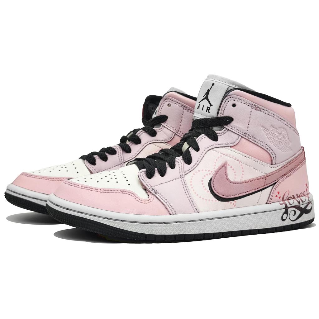 Jordan Air Jordan 1 Abrasion Resistant Abrasion Resistant Mid top Vintage Basketball Shoes Women's Love Pink BQ6472-160(Team400-)