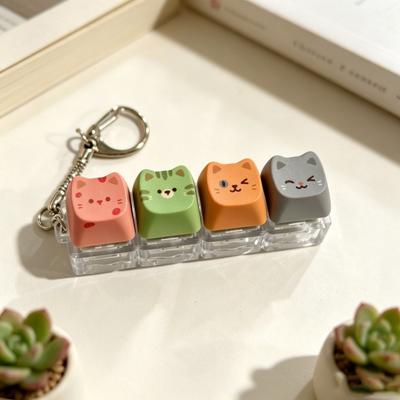 Süße Katze Tastatur Fidget Schlüsselanhänger Clicker Mechanische Tastenkappe Schlüsselring Anhänger