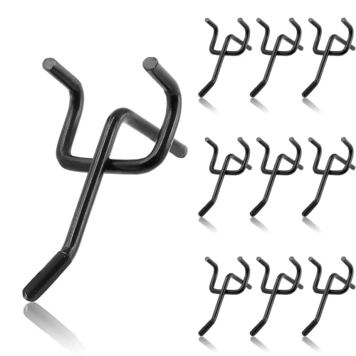 10 Black Perforated Board Hooks, 5cm Hooks for Perforated Boards, 25mm Pitch, Effective Board Hooks, Black, Effective Board Mounting Hardware, Black P