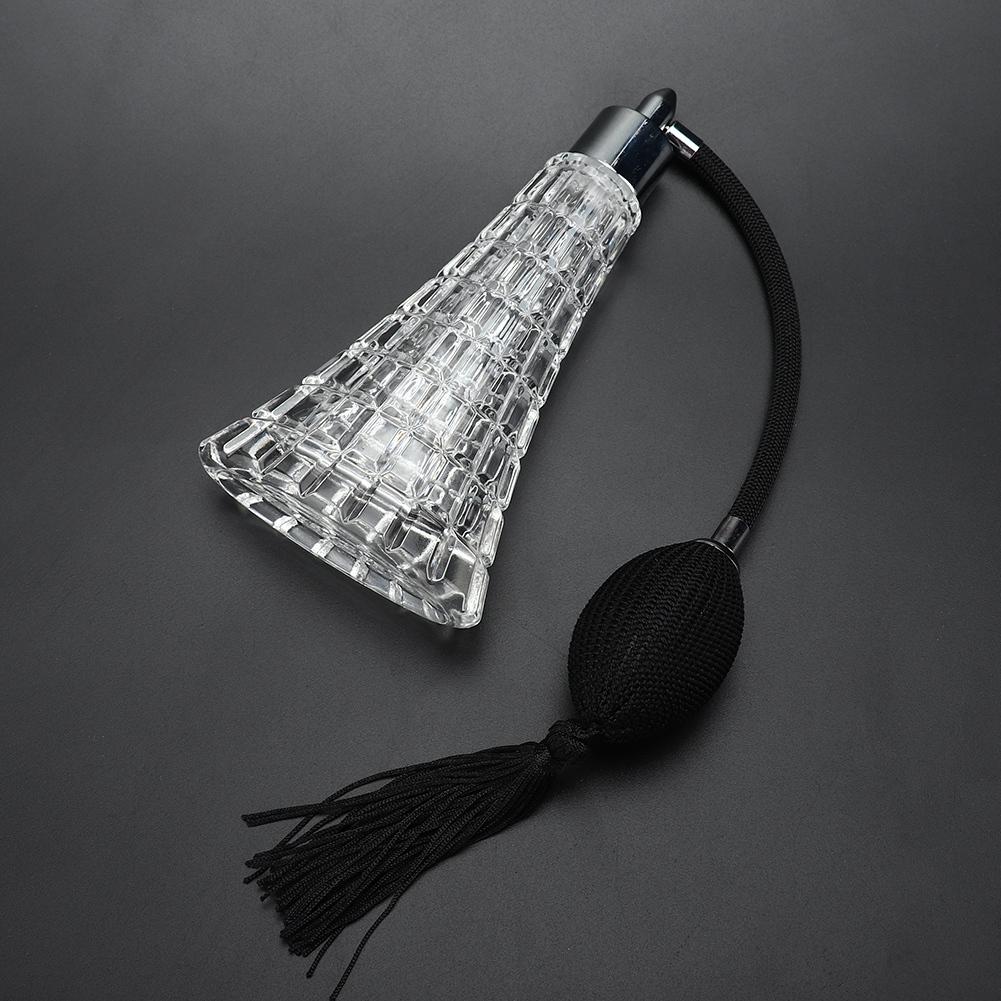 Empty Refillable Glass Vintage Perfume Bottle with Antique Black Bulb Sprayer with Tassel 75ml