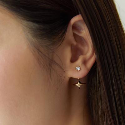 (Silver 925) Shiny Star Ear Jacket Earrings Gold Plated