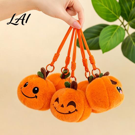 Small Halloween Decorations Pumpkin Plush Keychain Cute Spooky Stuffed Toy Pendant for Bag Charm Keys Soft Mini Doll Hanging Ornament Festival
