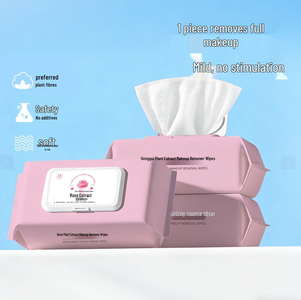 Portable No-Rinse Facial Cleansing Wipes - Disposable Makeup Remover Cotton Pads (Cosmetic Grade Certified)
