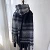 Mohair Scarf Women's New Autumn and Winter Scarf Imitation Cashmere Plaid Thickened Warm Shawl