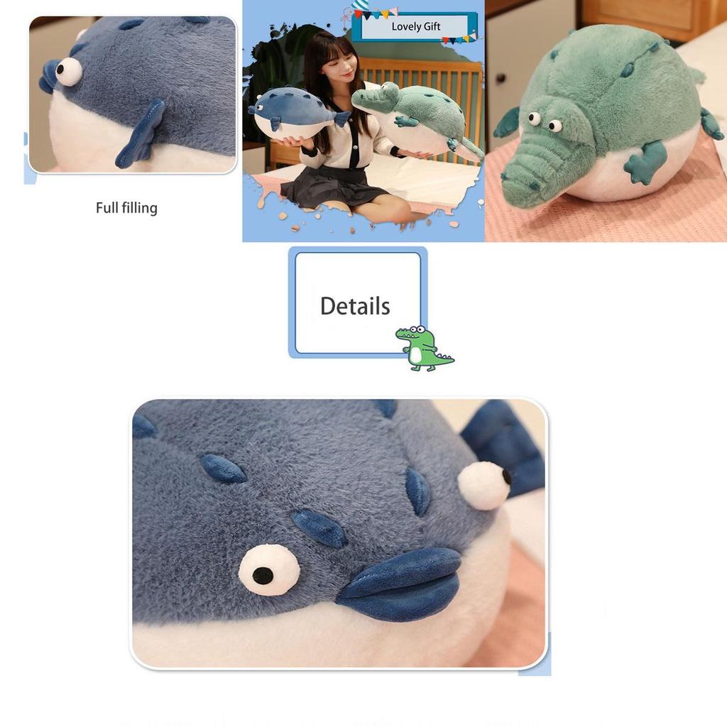 Round And Plump River Puffer Crocodile Plush Toy Sleep Pillow Stuffed Animal Doll