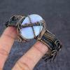 Angelite Stone Gemstone Handmade Copper Wire Wrap Cuff Bangle Adjustable D2q29