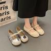 Korean version of Mary Jane single shoes women's 2025 new summer and autumn round head sweet pearl shallow mouth flat bottom casual Doudou shoes
