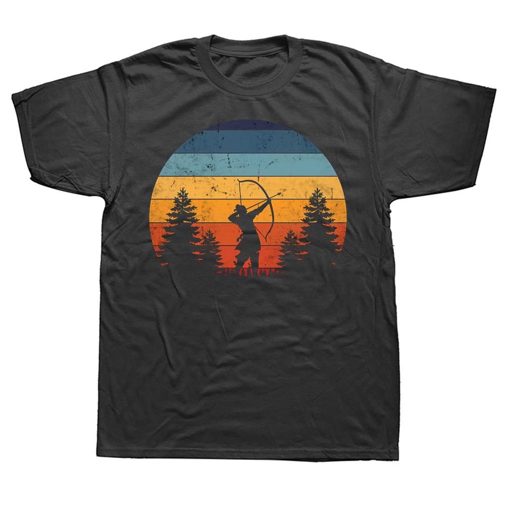 Funny Archery Archer Bow Vintage Retro Cotton Streetwear T-Shirt Humor Tee Loose Fit Clothing for Men and Women Short Sleeve