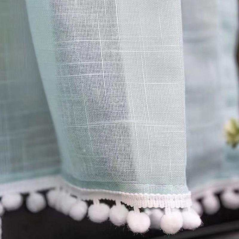 Light Blue Window Curtain in Soft Blue Durability Polyester for Kitchens and Cafe Elegant and Airflow Cafe Drapery