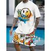 The Men's Suit Is A Creative Hip-hop Graffiti Print Summer Street Fashion Casual Wear That Is Breathable Comfortable