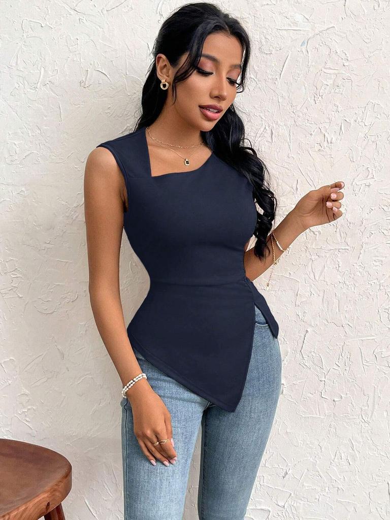 Women's European & American Style Elegant One-Shoulder Slim T-Shirt - Spring/Summer 2026 Collection