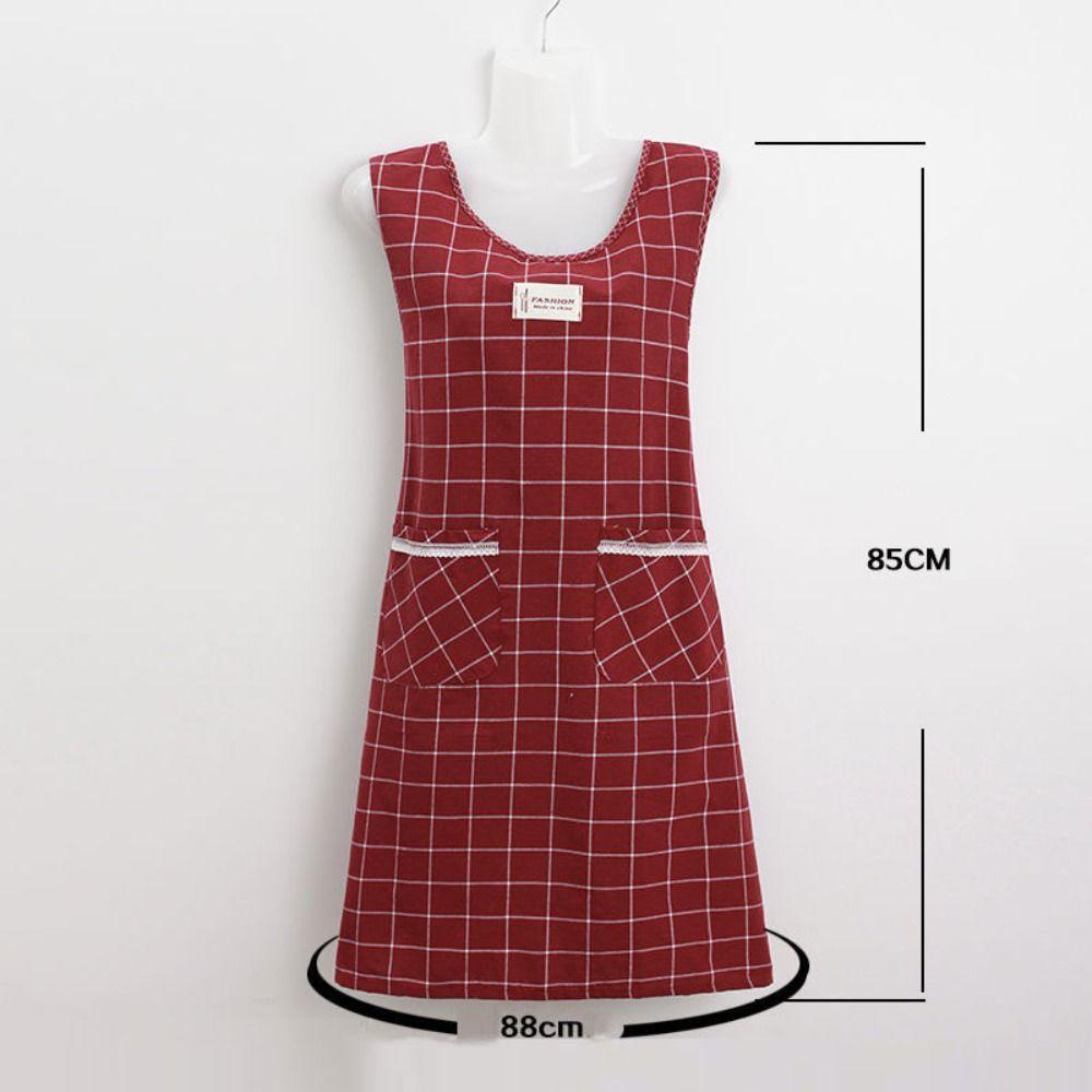 Large Pocket Cooking Apron Cotton Overalls Chef Aprons Household Sleeveless Apron  Home Cooking