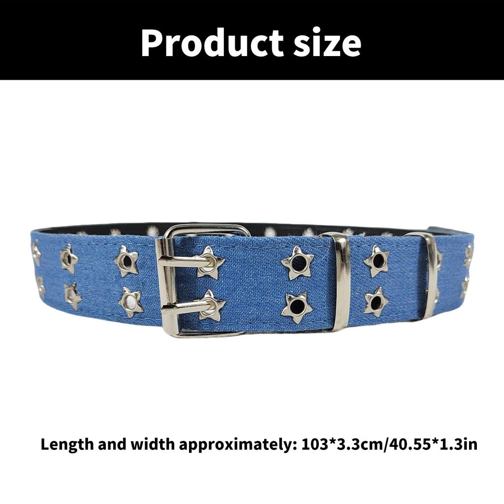 Punk Rock Belt Waistband with Star & Metal Studs Decor Gothic Style Waist Accessory for Men and Women Jeans