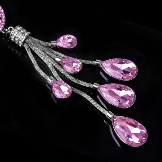 Bling Swan Car Hanging Ornament Faux Crystal Rhinestone Swan Car Rearview Mirror Charm Double