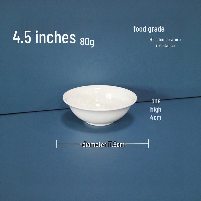 777 White A5 Food-Grade Melamine Bowls - 10-Piece Set