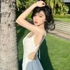 Midi Backless Dress Women Hollow Out Summer Bandage Sexy Beach Spaghetti Strap Casual Dresses
