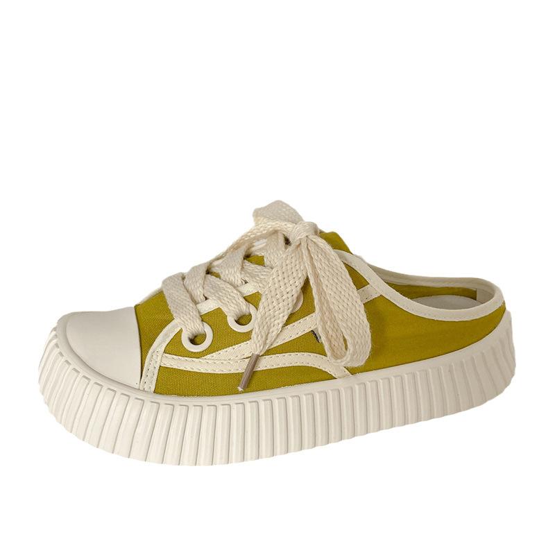 

HY-1211 2025 summer mango head half tray canvas shoes women s summer versatile one-pedal lazy casual board shoes 40 лимонно-жовтий колір