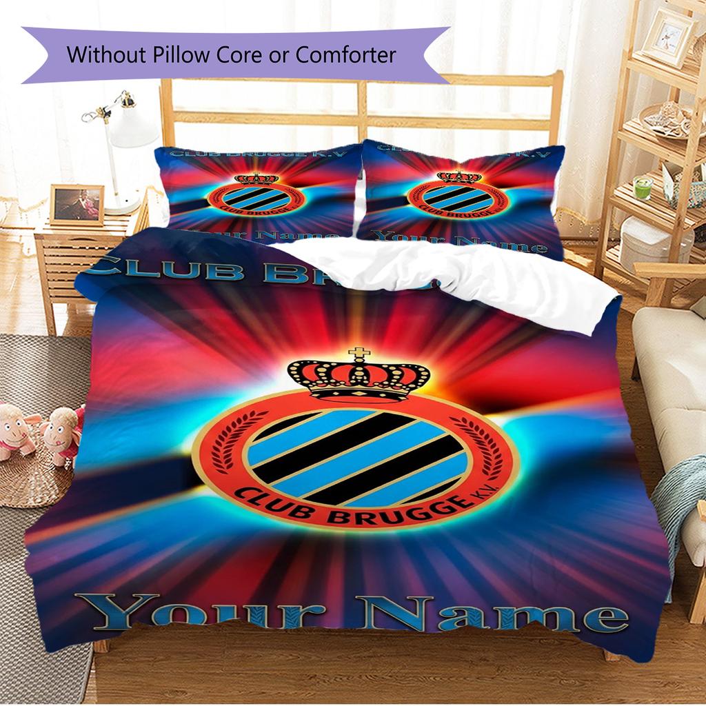 Name Custom Club Brugge Logo Pattern Bedding Set Quilt Cover Pillowcase Home Decor Gift (1 * duvet cover + 2 * pillowcase, without core)