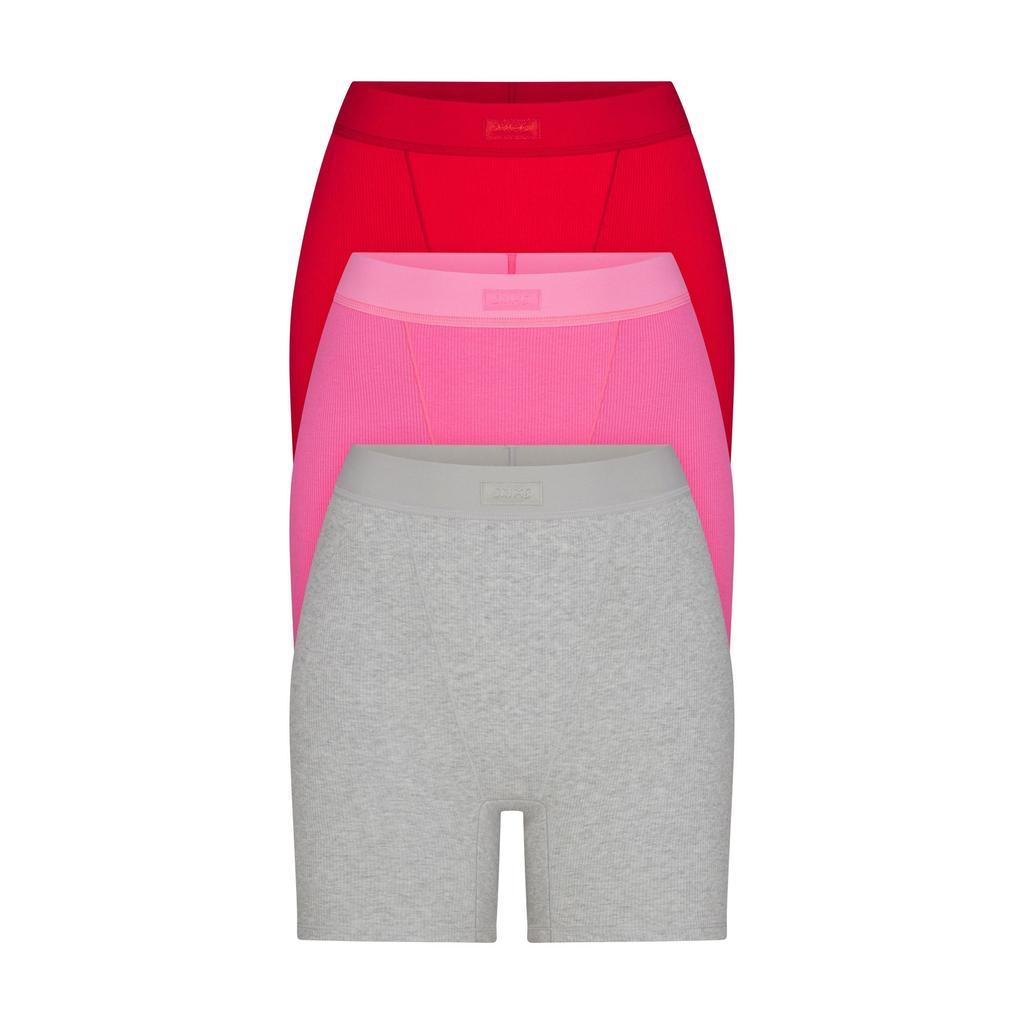 SKIMS Valentines Day Collection SS25 Boxer 3-Pack Fashion Casual Simple Boxer Shorts Women underwear Sugar-Pink-Multi BO-BOX-5595W-SGP