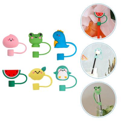 6 ks silikonových krytů na brčka, jahodové krytky, silikagelové krytky na špičky brček