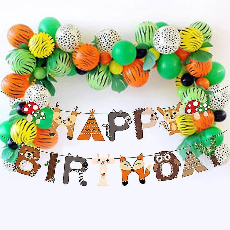 3pcs Safari Jungle Animals Birthday Banner Animals Theme Bunting Party Decorations Supplies Kids Baby Shower Party Favors