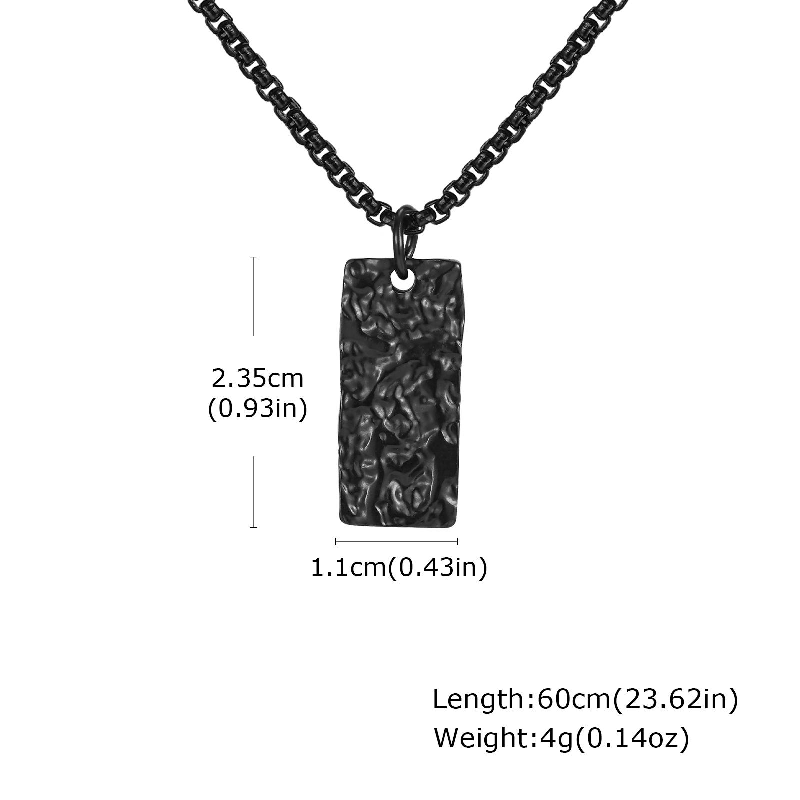 

Fashion Pleated Geometric Rectangle Pendant Necklace, Gold Plated Stainless Steel Necklace for Men, Minimalist Punk Jewelry Gift 60CM чёрный