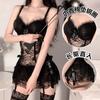 Women's Lace Sheer Cutout Underwire Push Up Padded Slim Costume Set