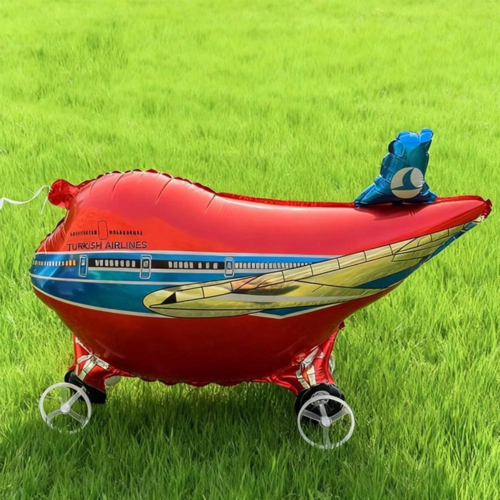 Movable Design 4D Dinosaur Balloons With Wheels Animal Balloon Standing Foil Balloons Drawing Foil Foil Balloons With Wheel