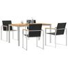 Garden Dining Set 5 Pcs Solid Teak Wood and Stainless Steel