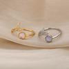 Fashion Leaves Opal Rings For Women Stainless Steel Opal Crystal Stone Leaves Finger Ring Engagement Bohemian Jewelry Gift