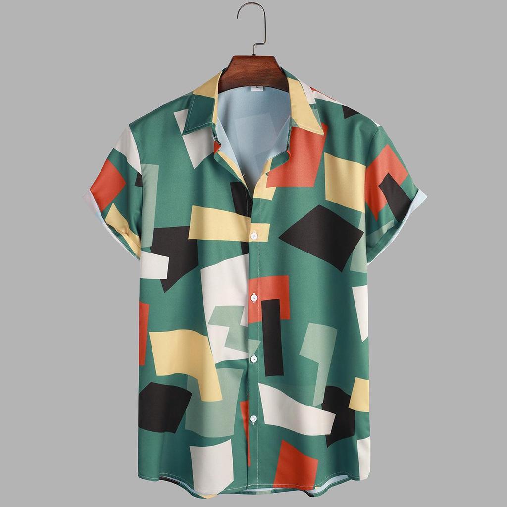 Men's Geometric Short Sleeve Casual Shirt - Summer 2022 Collection
