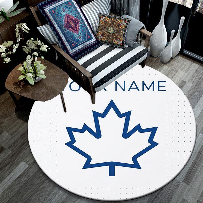 Custom Name,Toronto Maple Leafs pattern round rug,Carpet Rug for Living Room Bedroom Playroom ,Non-slip Floor Mat,Holiday Gifts and Birthday Gifts.