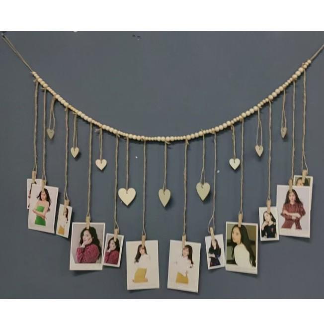 Bohemian Nordic Wall Hanging: Handmade Tapestry with Tassels and Photo Clips