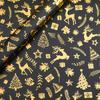 1pc Extra-Long Premium Retro Black & Golden Christmas Wrapping Paper with Golden Reindeer, Trees, Snowflakes, Craft Paper